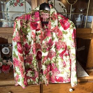 Bandolino Stretch Retro 1990s Floral Brocade Jacket With Peblum, 18